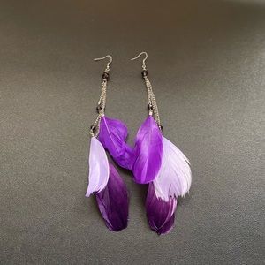 Purple Feather Earrings